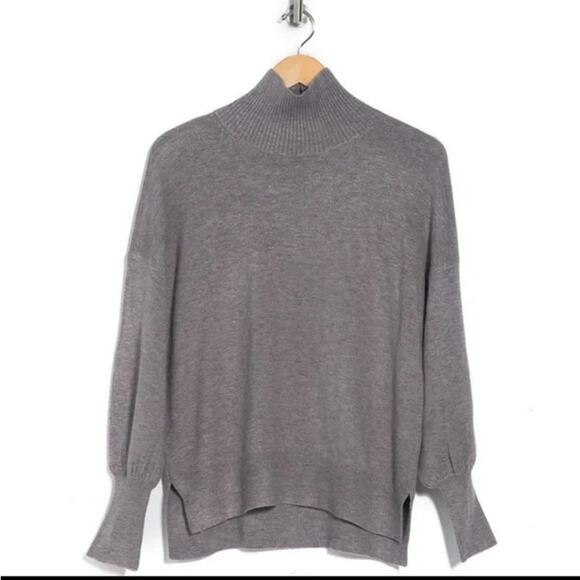 French Connection Women's Turtleneck Sweater Size Small Grey NWT Balloon Sleeve - Picture 3 of 7